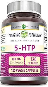 Amazing Formula 5HTP (Hydroxytryptophan) Tamam | 100 Mg Per | Veggie Capsules | Non-GMO | Gluten Free | ABD'de Yapılacaklar (1 Pack, 120 Count)