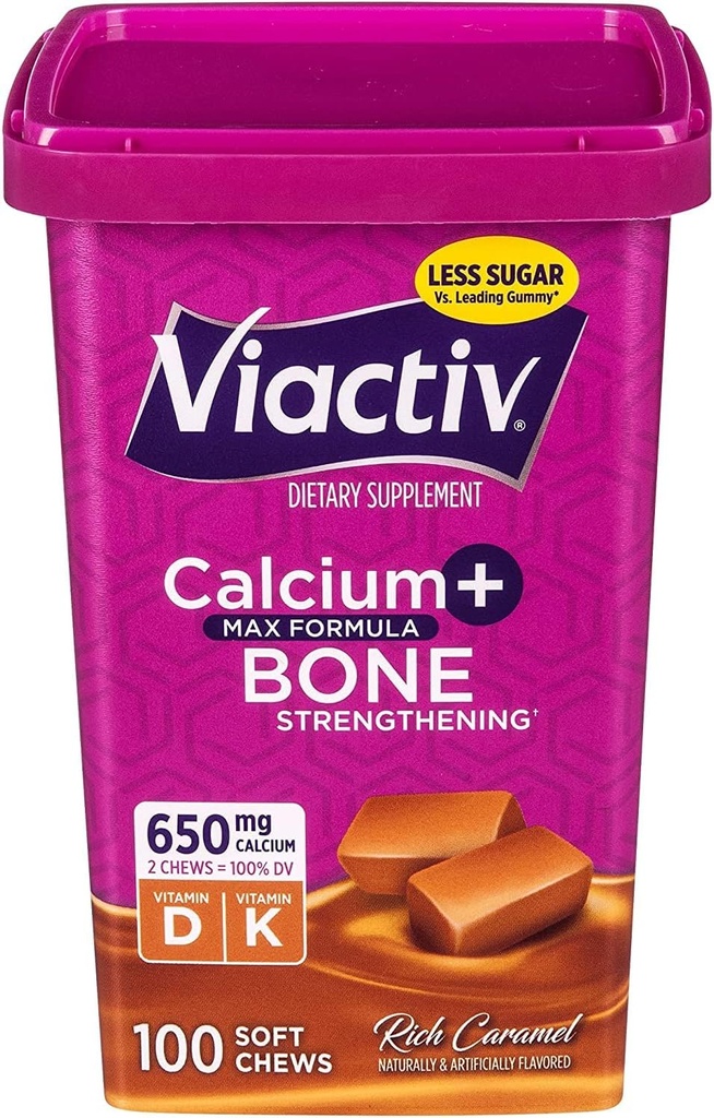 Viactiv Max Formuladis +Vitamin D3 Bone Health, Rich Caramel, 100 Soft Chews - 6 Pack