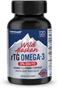 NANOWELL Wild Alaskan rTG Omega-3 Fish Oil 1196 mg - EPA, DHA, D3 & E - 120 Softgels, 60 Day Supply