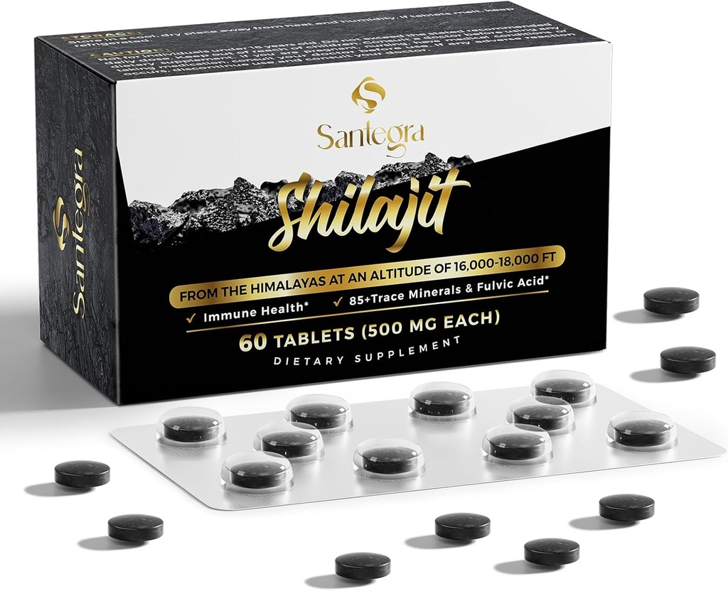 30.000 MG Shilajit Tabletler, Kadınlar ve Erkekler için %100 Shilajit Saf Tabletler, Himalaya Organik, Fulvic Acid & 85+ Trace Mineraller, Enerji ve Immune Sistemi için Tamam, 60 Counts