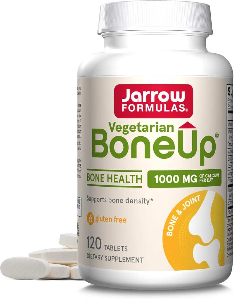Jarrow Formulas BoneUp Χορτοφαγικά - 120 δισκία - χορτοφαγικά / Vegan συμπλήρωμα για την υγεία των οστών Vegan - Φιλικές πηγές βιταμίνης D3, βιταμίνης K2 (ως MK-7) & ασβέστιο - 60 υπηρεσίες