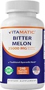 Vitamatic Bitter Melon- 25000 mg Equivalent Per (25:1 Ekstraksiyon 1000 mg)- 240 Vegetarian Capsules ve Interd 25X Potency 100% Vegetarian, All-Doal ve Non-GMO