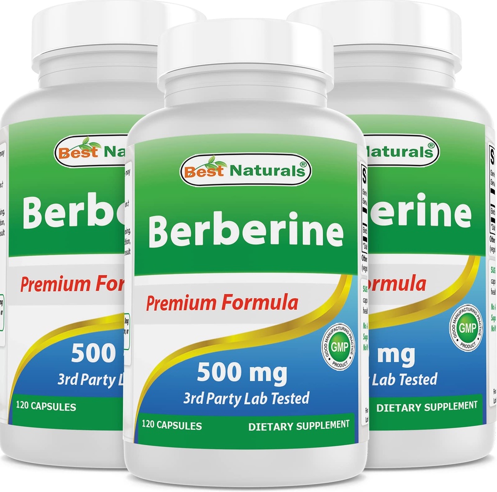 Best Naturals Βερβερίνη 500mg 120 Κάψουλες - Υποστηρίζει την Ανοσολογική Λειτουργία, Καρδιαγγειακή & Γαστρεντερική Λειτουργία (120 Count (Pack of 3))