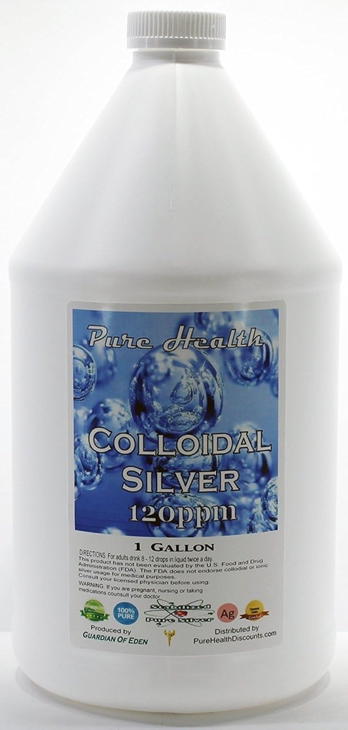 1 Gallon Certified Lab Tested Colloidal Silver 120ppm in Non-leeching Plastik Jug + Free Filled Dropper Şişe By Pure Health Discounts, a Source You Can Trust