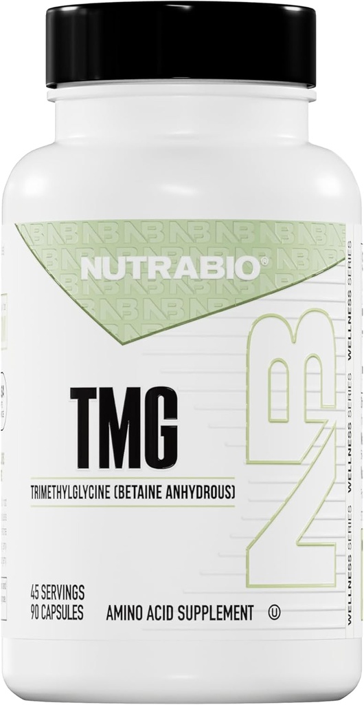 NutraBio TMG Supplements (Betaine Anhydrous, Trimethylglycine), Homocysteine Supplements, 500mg -Pure Tmg Supplement, TMG Capsules