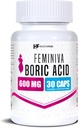 Healthfare Feminiva Boric Acid Vaginal Suppositories | 30 Kont | 600 mg | Intimate Health Support | 100% Pure | Made in USA