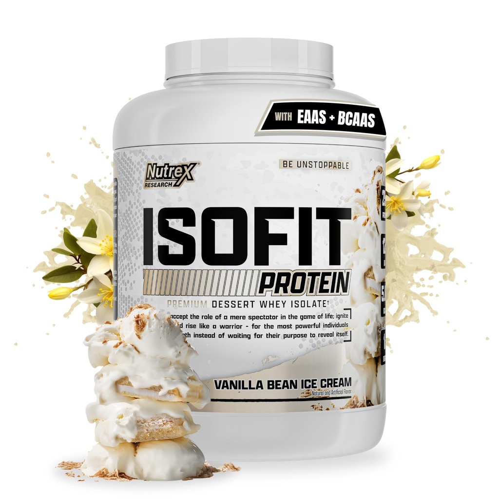 Nutrex έρευνα IsoFit πρωτεΐνη γάλακτος σκόνη στιγμιαία 100% πρωτεΐνη Whey Isolate (70 μερίδες, παγωτό βανίλια φασόλια)