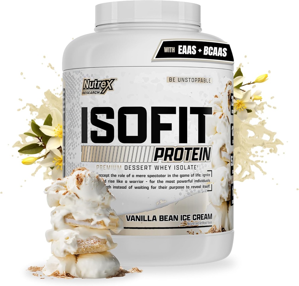 Nutrex Research IsoFit Whey protein Tozu %100 Whey proteini (70 hizmet, Vanilla Bean Ice Cream)