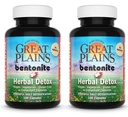 Yerba Prima Great Plains Bentonite Clay Caps Plus Herbal Detox (Pack of 2) - Gıda Grade - Liver & Colon Cleanse Supplement Capsules