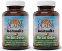 Yerba Prima Great Plains Bentonite Clay Caps Plus Herbal Detox (Pack of 2) - Gıda Grade - Liver & Colon Cleanse Supplement Capsules