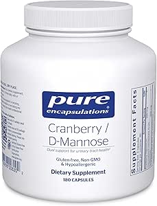 Saf Encapsulations Cranberry D-Mannose - Destekler Urinary Tract Health* - Cranberry Fruit Solids - Vegan & Non-GMO Diyeter Supplement - 180 Capsules