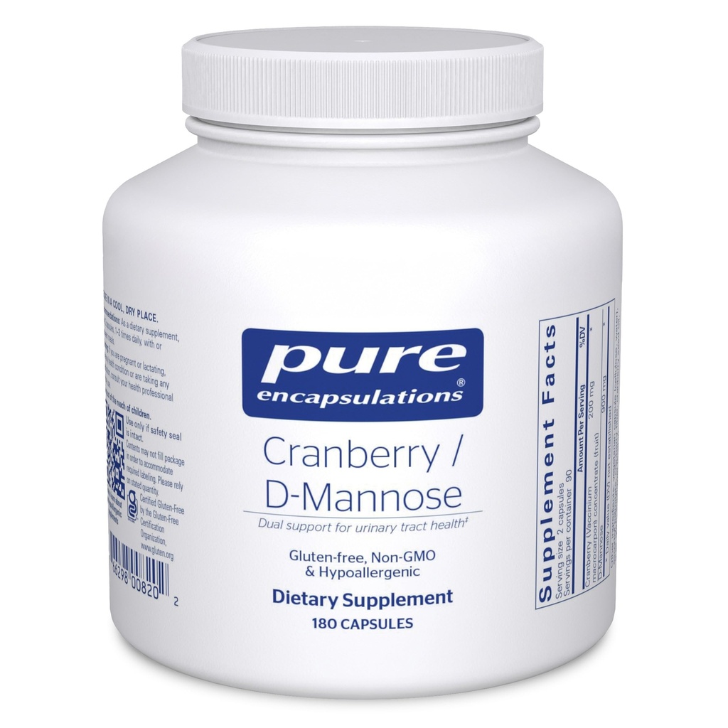 Saf Encapsulations Cranberry D-Mannose - Destekler Urinary Tract Health* - Cranberry Fruit Solids - Vegan & Non-GMO Diyeter Supplement - 180 Capsules