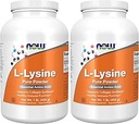 NOW Συμπληρώματα, L-Lysine (L-Lysine Hydrochloride) σκόνη, υποστηρίζει σύνθεση κολλαγόνου*, Amino Acid, 1-Pound (Pack of 2)