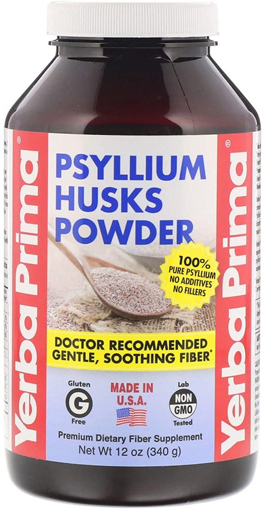 Yerba Prima Psyllium Husks Fiber Toz, 12 Ounce - Doğal Fiber Supplement - Kolon Temiz - Gut Health - Vegan, Non-GMO, Gluten Free