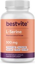 BESTVITE L-Serine 500 mg (120 Vegetarian Capsules) - No Stearates - Vegan - Non GMO - Gluten Free