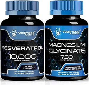 WELNESS LABSRX Resveratrol Κάψουλες 10000 - Μαγνήσιο Γλυκινικό Κάψουλες