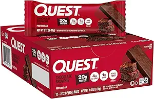 Quest Beslenme Brownie protein Bar, 20g protein, 1g Sugar, 4g Net Carb, Gluten Free, Gluten Free, 12 Count