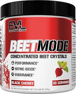 Evlution Nutrition BeetMode - Beet Root Powder - Nitric Oxide Booster - Black Cherry Flavor - Προ ή μετά την προπόνηση συμπλήρωμα για την ενισχυμένη ενέργεια & απόδοση - Vegan & Gluten Free - 30 Υπηρεσίες