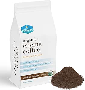 PureLife Enema Coffee- 1 Lb - Organik Gerson Özel - Ground - Moldova ve Fungus Free - Air Roasted Medium / Shipped Fresh- American Owned and captured Since 2012