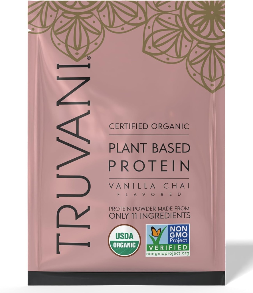 Truvani Vegan Pea Protein Toz | Vanilla Chai | 20g Organik Bitki Temel Protein | 1 Hizmet | Keto | Gluten & Dairy Free | Low Carb | No Ek Olmayan Şeker