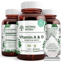 Doğal Nutra Vitamini A ve D, Bone Health & Advanced Eye Health, Güçlü Dişleri Destekler, Cod Liver Oil'den Kaynaklanan, Genel Sağlık, 10000IU/400IU, 100 Softgels
