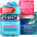 MAREE Sche - Vitamin B1 Thiamine Gummies, Lip Mask, Under Eye Gels - A, E, D, C Vitaminleri - Collagen & Hyaluronic Asit - Skin için Kompleksi, Nails, Saç - Kuru Lips için Maske - Puffy Eyes için