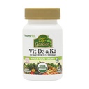 Natures Plus Πηγή Ζωής Κήπος Βιταμίνη D3 & K2-60 Κάψουλες Vegan - Προάγει την υποστήριξη των οστών, την ανοσοποιητική λειτουργία, την καρδιοαγγειακή υγεία & ισορροπία διάθεσης - Vegan, χωρίς γλουτένη - 60 εξυπηρετήσεις
