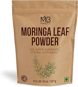 MB Herbals Moringa Leaf Powder 8 oz (227g / 0.5 LB) | 100% Pure Moringa Powder | Easily Mixes in Drinks & Smoothies | No Preservatives