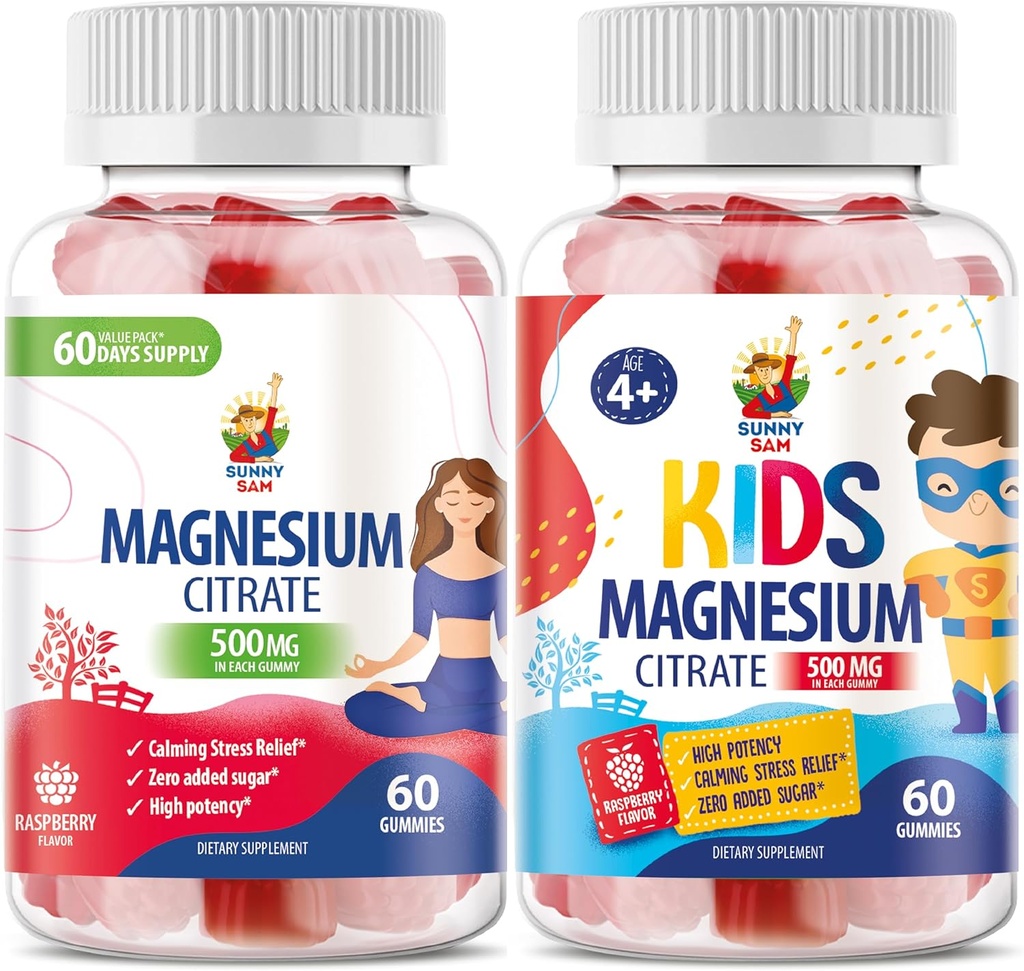 Magnesium Gummies for Kids & Adults - 500mg - Ήρεμες μάσες μαγνησίου - Magnesium Citrate Chewable Supplement for Mood & Muscle Support