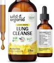 Vahşi & Organik Lung Cleanse Tincture - Lungs için Tatlı Yemek - Herbal Detox Supplements - Vegan, Sugar & Alkol-Free Mullein Drops - 2 fl oz