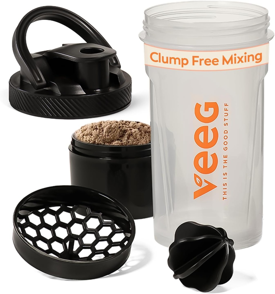 Veeg Shaker Şişeler Protein Mixes için, protein Shake Şişe karıştırmak top, güçlendirici, depolama bölme. 24 oz sporu sallayıcı şişe, Flip Top Lid, Keep Handle. Madonna-free, Leak-proof, Dishwasher Güvenli.