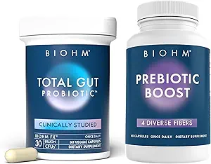 BIOHM Probiyotik ve Prebiyotik Fiber Sche, Gelişmiş Gut Health için Diyetsel Fiber ve Digestive Enzymes, Non-GMO, Vegetarian, No Yapay Malzemeler, 30 Her Şeye Hizmet Ediyor