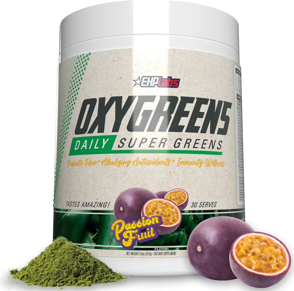 EHP Laboratuvarları OxyGreens Super Greens Toz - Spirulina & Chlorella Superfood, Green Juice & Greens Supplements with Prebiyotik Fibre, Antioksis & Immunity Support, 30 Serves (Pazar)