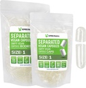 XPRS Nutra Vegan Μέγεθος 1 Χωριστές κάψουλες - 500 Count Premium Άδειες κάψουλες χωρίζονται σε τσάντες - Καθαρίστε χάπια 1 Κενό για συμπλήρωμα DIY πλήρωσης