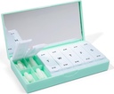 PORT X POLISH Tasarımcı Pi Weekly Pill Box Organizer (AM/PM 2X Daily, Mint) | Compact, Şık 7Day Vitamin Tamam Case | Cute Portable Mini Travel Medicine Carrier | Madonna-Free Pillbox Caddy