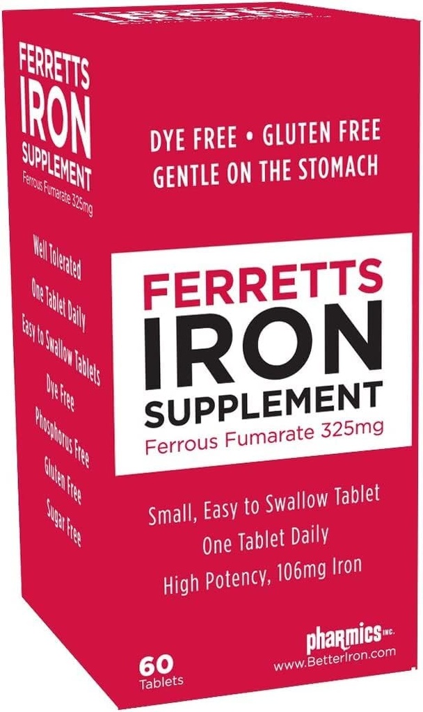 Demir Tabletleri 325 mg Ferrous Fumarate 4 Pack (240 Toplam)