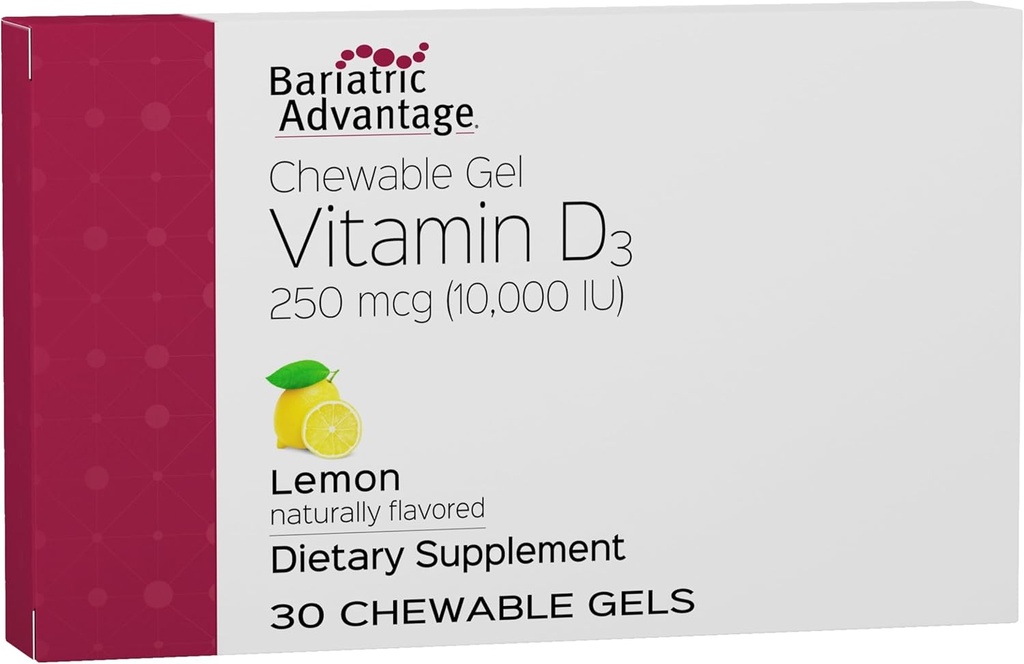 Bariatrik Avantaj Vitamin D Gels 10.000 IU - Vitamin D3 Chewable Gels - Bone Health Support * - Bariatrik Hastalar için - İyi Flavor Vitaminleri - Kullanımı Kolay - 30 Count