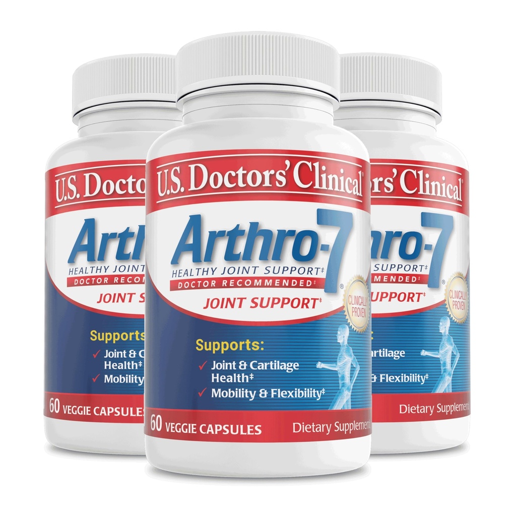 Clinical Arthro-7 των Η.Π.Α. - Κλινικά Αποδεδειγμένο Συγκρότημα Κοινής Υποστήριξης με Turmeric, Collagen, Bromelain για Ευελιξία, Κινητικότητα, & Ισχυρή Καρτιά - 180 Κάψουλες(3 Φιάλες) - 45/90-Ημέρα Προμήθεια