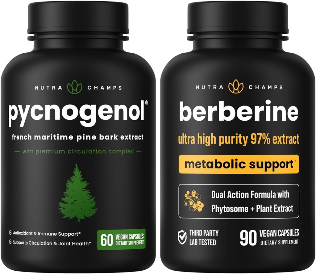 NutraChamps Πλήρης Κυκλοφορική & Μεταβολική Ενίσχυση : Pycnogenol & Berberine Duo