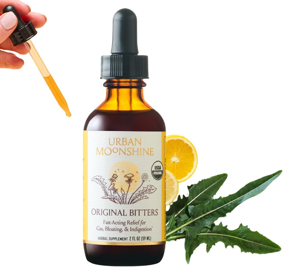 Urban Moonshine Original Digestive Bitters - Debloat - Gut Health - Appetite Yönetmeliği - Digestive Support - Sertifikalı Organik - Dandelion Root - Burdock Kök - 2 Fl Oz