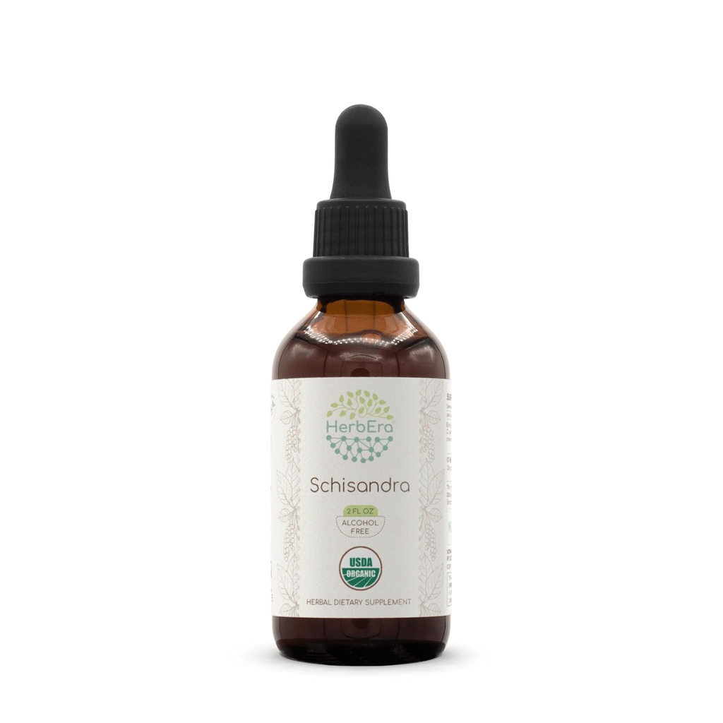 HerbEra Schisandra B60 USDA Organik Tincture | Alkol Özgür Tür, Yüksek Lisans Herbal Drops, Liquid Supplement| Sertifikalı Organik Schisandra (Schisandra Chinensis)