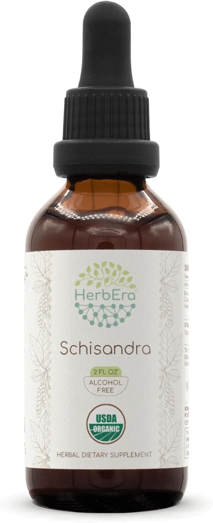 HerbEra Schisandra B60 USDA Organik Tincture | Alkol Özgür Tür, Yüksek Lisans Herbal Drops, Liquid Supplement| Sertifikalı Organik Schisandra (Schisandra Chinensis)