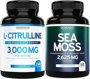 L Citrulline συμπλήρωμα (240 Count) Υποστήριξη L Arginine & Nitric Oxide Pills - Irish Sea Moss Κάψουλες (150 Count) Ακατέργαστο Seamoss για Thyroid, Energy & Immune Support - 3ο Κόμμα Δοκιμασμένο, Vegan & USA Made
