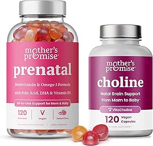 Η υπόσχεση της μητέρας Προγεννητικά Gummies & Choline Κάψουλες Bundle