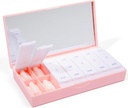 PORT X POLISH Tasarımcı Pi Weekly Box Organizer (AM/PM 2X Daily, Blush Pink) | Compact, Şık 7Day Vitamin Tamam Case | Cute Portable Mini Travel Medicine Carrier | Madonna-Free Pillbox Caddy