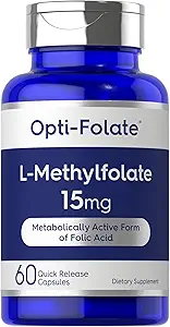 Carlyle L Torchfolate 15 mg | 60 Capsules | Max Potency | Optimized ve Aktif | Non-GMO, Gluten Free | Metil Folate, 5-MTHF | Opti-Folate