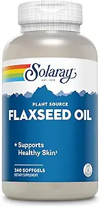 SOLARAY Flaxseed Oil 3000 mg with Omega 3 6 9, Flax Tohum Yumuşakgels for Skin Health, Triple Omega Supplement, Non-GMO, Gluten Free, Lab TY - 60 Günlük Garanti - 80 Servisler, 240 Softgels