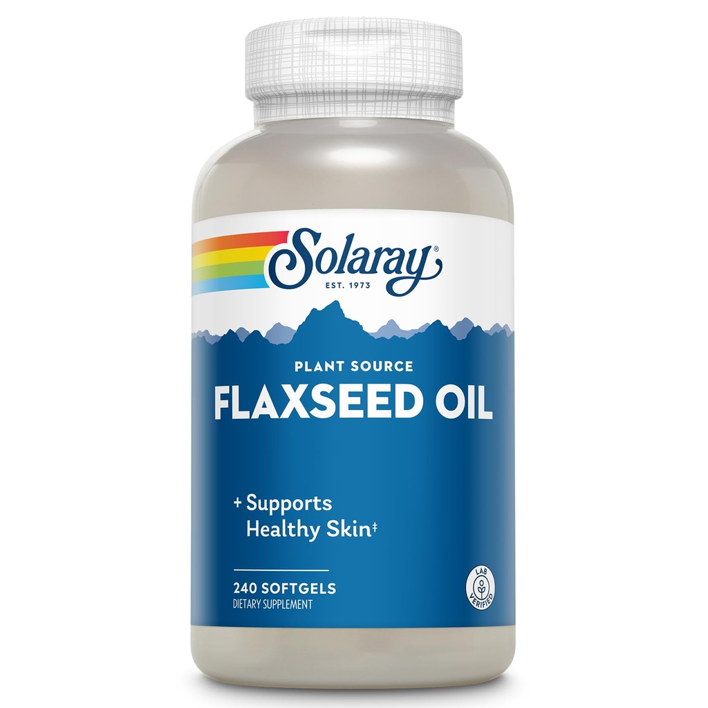 SOLARAY Flaxseed Oil 3000 mg with Omega 3 6 9, Flax Tohum Yumuşakgels for Skin Health, Triple Omega Supplement, Non-GMO, Gluten Free, Lab TY - 60 Günlük Garanti - 80 Servisler, 240 Softgels