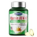 D3 C2 Softgels, D3 10000 I with K2 (MK-7) 200 mcg with Coconut Oil Softgels, Easy to Swallow 2 in 1 Vitamins D & K, Supportsuba Abors, Immune and Heart Health - 90 Counts