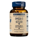 Wiley's Finest Wild Alaskan Fish Oil Vitamin K2 & D3 Softgels - 500 mg of EPA and DHA Omega-3s for Bone and Heart Health Support - 60 Softgels (60 Hizmet)